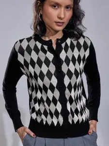 The Label Life Geometric Printed Cardigan Sweater
