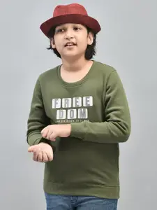 Crimsoune Club Boys Typography Printed Long Sleeves Pullover Sweatshirt