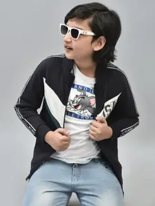 Crimsoune Club Boys Colourblocked Mock Collar Pullover Sweatshirt