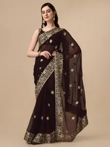 KALINI Floral Embroidered Pure Georgette Saree