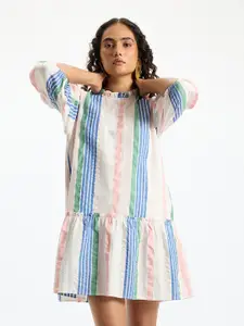 Virgio Striped Cotton Drop-Waist Dress