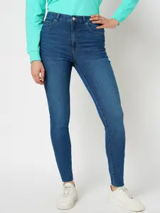 ONLY Women Skinny Fit High Rise Clean Look Light Fade Stretchable Jeans