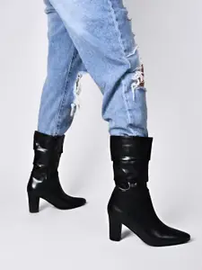 SHUZ TOUCH Women Block Heeled Mid-Top Regular Boots