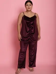 theRebelinme Plus Size Self Design Top & Trousers Co-Ords