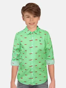 Allen Solly Junior Boys Slim Fit Conversational Printed Pure Cotton Casual Shirt