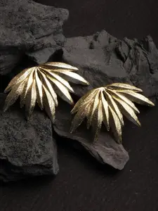 XPNSV Gold-Plated Leaf Shaped Studs Earrings