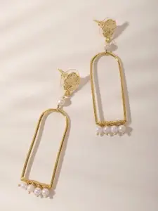 XPNSV Gold-Plated Pearl-Beaded Drop Earrings