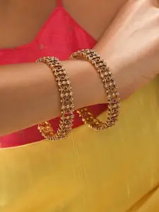 Tarinika Set Of 2 Gold-Plated Cubic Zirconia-Studded Bangles