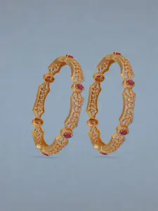 Tarinika Set Of 2 Gold-Plated Cubic Zirconia Studded Bangles