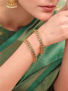 Tarinika Set Of 2 Gold-Plated Cubic Zirconia-Studded Bangles