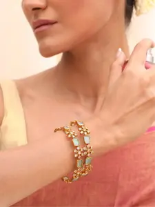 Tarinika Set Of 2 Gold-Plated Cubic Zirconia-Studded Bangles