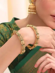Tarinika Set Of 2 Gold-Plated Cubic Zirconia-Studded Bangles
