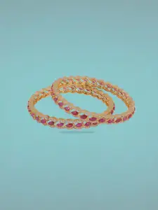 Tarinika Set Of 2 Gold-Plated Cubic Zirconia Studded Bangles