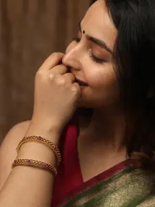 Tarinika Set Of 2 Gold-Plated Cubic Zirconia Studded Bangles