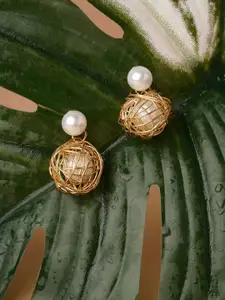 VAGHBHATT Gold-Plated Circular Drop Earrings