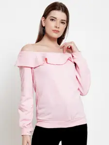 BAESD Off-Shoulder Long Sleeves Fleece Pullover Sweatshirt