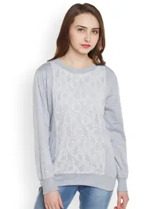 BAESD Floral Lace Ribbed Sweatshirt