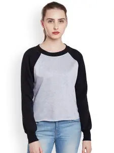 BAESD Colourblocked Raglan Sleeves Fleece Pullover Sweatshirt
