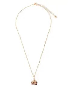 Accessorize Gold Plated Crown Pendant Necklace