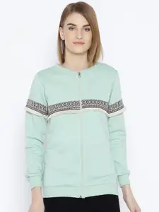 BAESD Embroidered Detail Fleece Front-Open Sweatshirt
