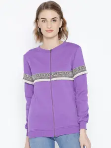 BAESD Geometric Printed Fleece Front-Open Sweatshirt