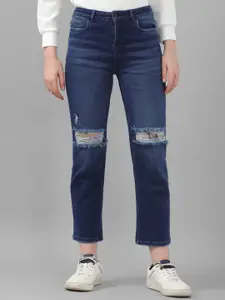 Allen Solly Woman Light Fade Mid-Rise Slash Knee Stretchable Cropped Jeans