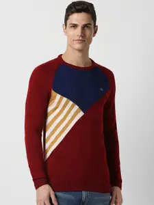 Peter England Casuals Colourblocked Acrylic Pullover Sweater