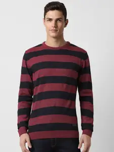 Peter England Casuals Horizontal Striped Acrylic Pullover Sweater