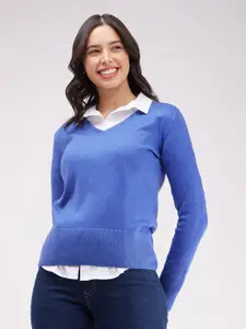 FableStreet V-Neck Acrylic Pullover Sweater