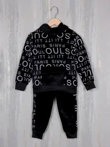 Albion Boys Typography Printed Hooded Tracksuit