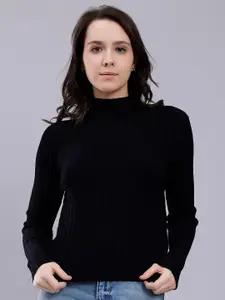 Malachi Self Design High Neck Acrylic Pullover Sweater