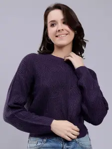 Malachi Self Design Cable Knit Acrylic Pullover Sweater