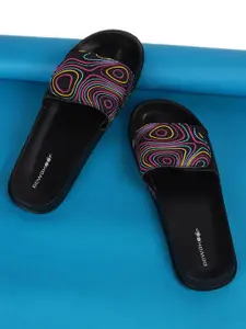Bewakoof Women Heat Waves Printed Rubber Sliders With Velcro
