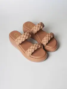 CAI Braided Straps Open Toe Flatform Heels