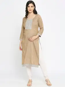 True Shape Woven Design Sequinned Regular Maternity Kurta