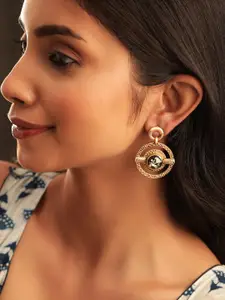 Rubans Gold-Plated Circular Drop Earrings