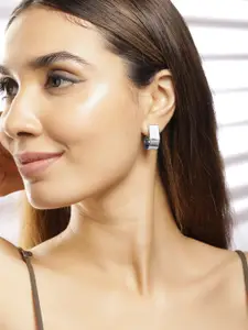 Rubans Voguish Silver-Plated Geometric Hoop Earrings