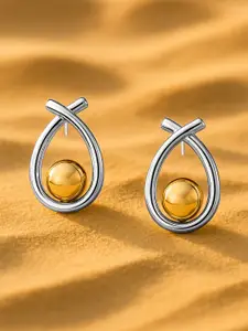 Rubans Voguish Silver & Gold Plated Stainless Steel Tarnish Free Demi-Fine Stud Earring