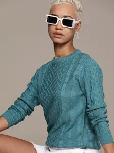 Roadster Women Self Design Pullover