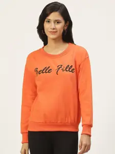 BAESD Typography Printed Fleece Pullover Sweatshirt