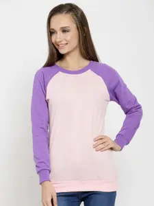 BAESD Round Neck Raglan Sleeves Fleece Sweatshirt