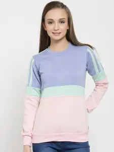BAESD Colourblocked Round Neck Fleece Sweatshirt