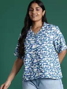 DressBerry Plus Size Cuban Collar Opaque Printed Casual Shirt