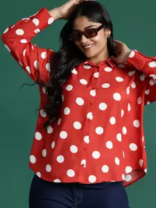 DressBerry Plus Size Polka Dot Print Casual Shirt