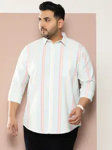 Sztori Men Plus Size Striped Regular Fit Casual Shirt