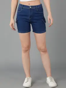 A-Okay Women Dri-Fit Loose Fit High-Rise Denim Shorts