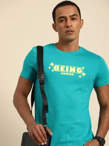 Being Human Brand Logo Printed Pure Cotton Casual T-shirt