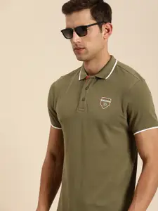 Being Human Pure Cotton Solid Polo Collar Casual T-shirt