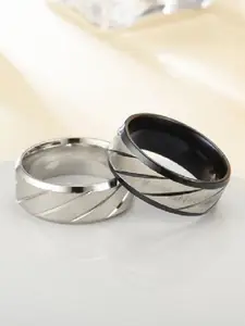 VIEN Set Of 2 Silver-Plated Finger Rings