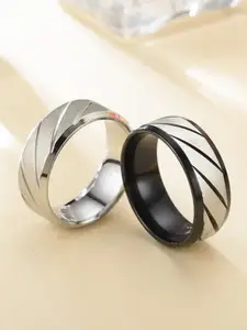 VIEN Set Of 2 Silver-Plated Finger Rings